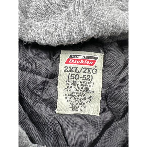 Dickies Duck Canvas Hooded Work Jacket Men 2XL Black Zip Snap Quilted Lined 5319 - Picture 2 of 10